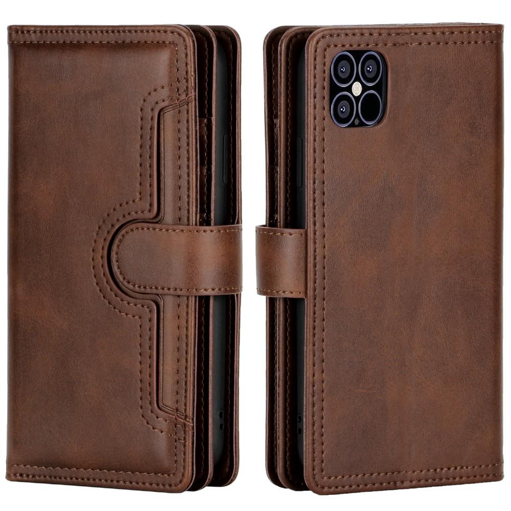 iPhone 12/12 Pro Leren Bookcover hoesje Multi-Slot Bruin