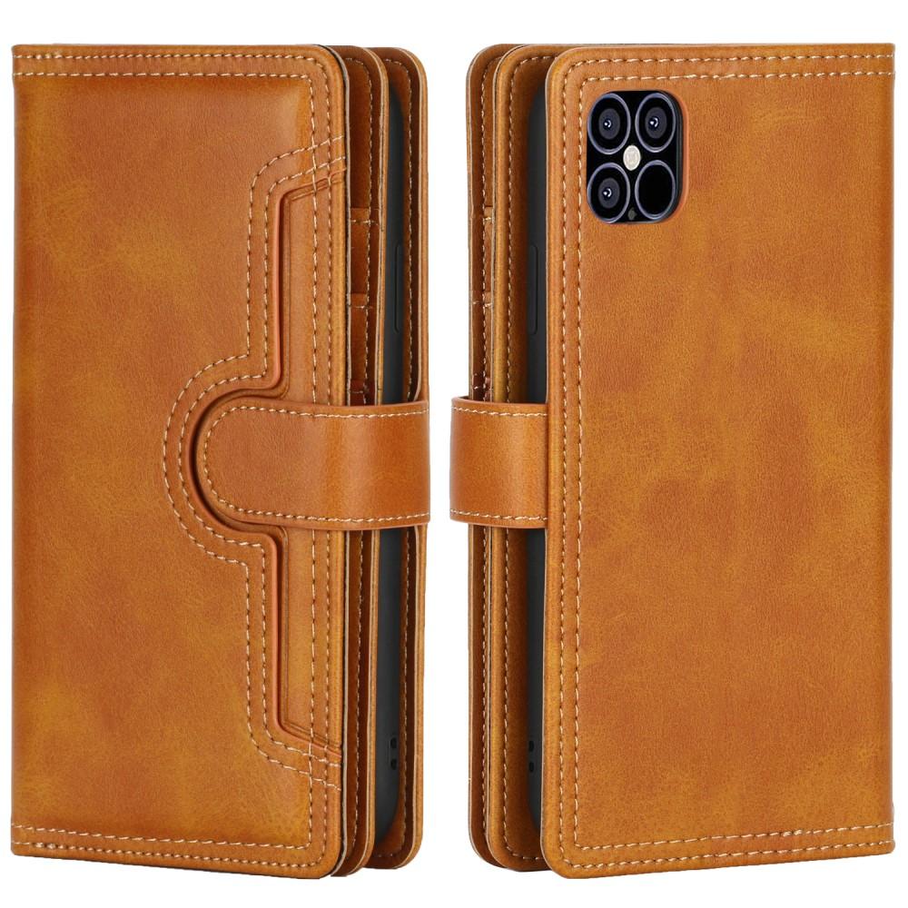 iPhone 12/12 Pro Leren Bookcover hoesje Multi-Slot Cognac