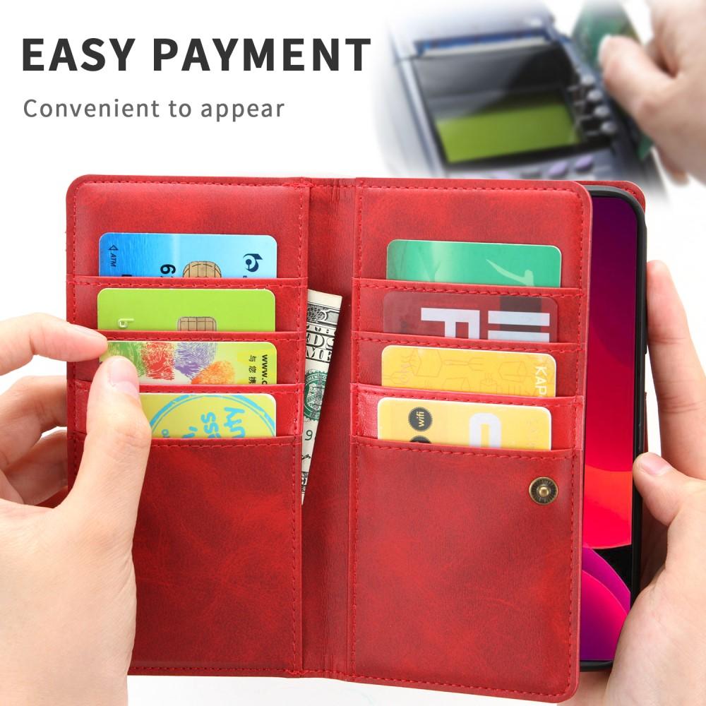 iPhone 12/12 Pro Leren Bookcover hoesje Multi-Slot Rood