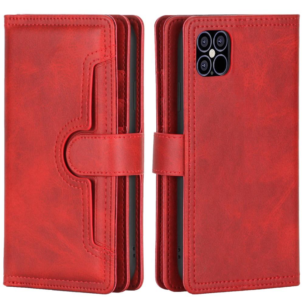 iPhone 12/12 Pro Leren Bookcover hoesje Multi-Slot Rood