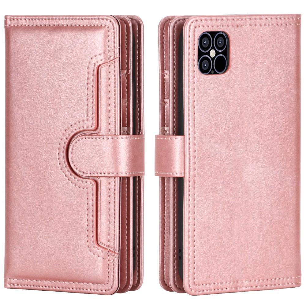 iPhone 12/12 Pro Leren Bookcover hoesje Multi-Slot Rosé goud