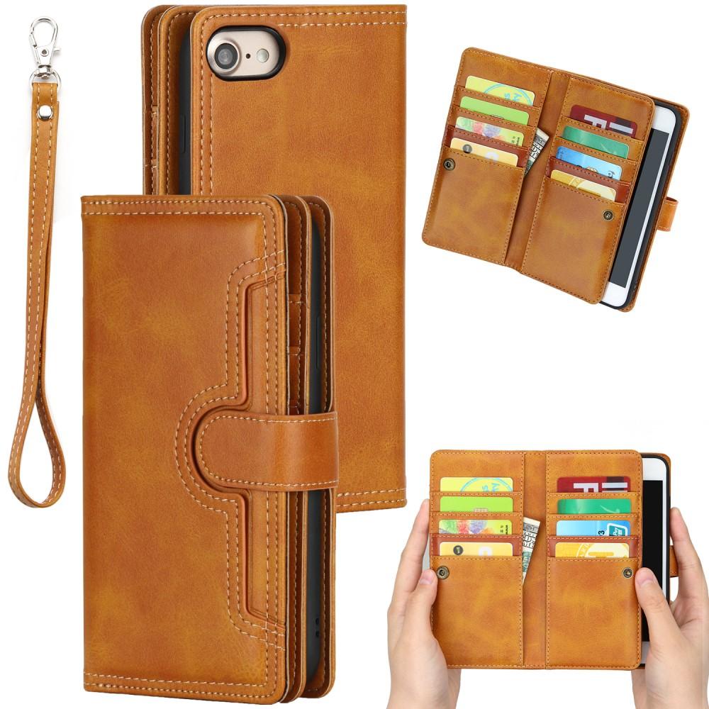 iPhone SE (2022) Leren Bookcover hoesje Multi-Slot cognac