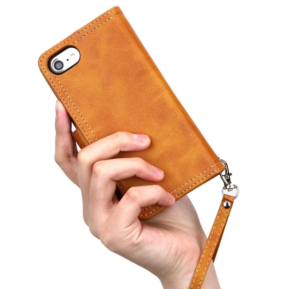 iPhone SE (2022) Leren Bookcover hoesje Multi-Slot cognac