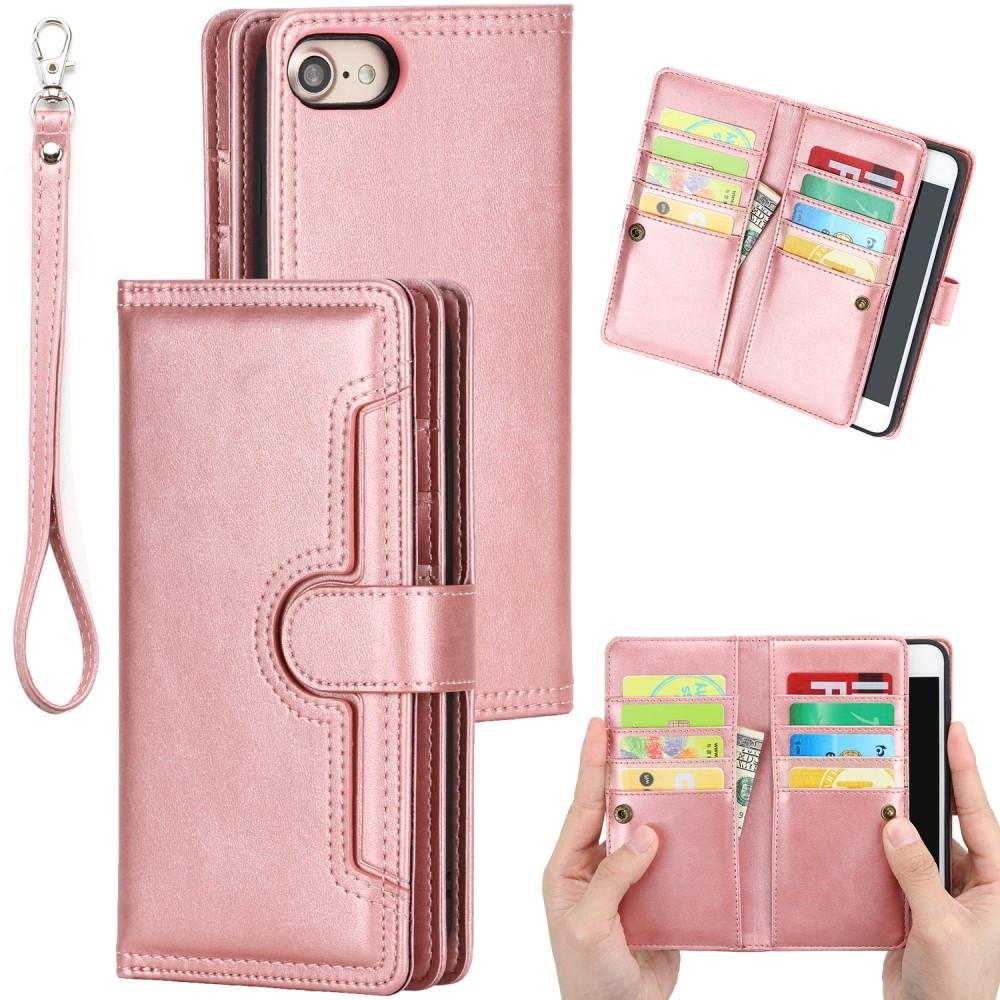 iPhone 7 Leren Bookcover hoesje Multi-Slot rosé goud