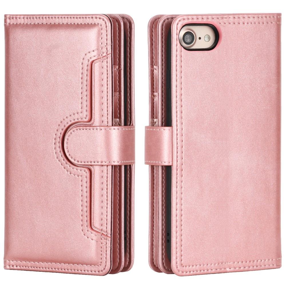 iPhone 7 Leren Bookcover hoesje Multi-Slot rosé goud