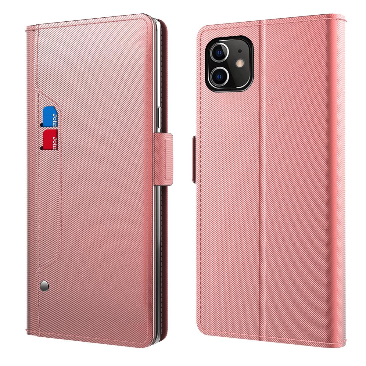 iPhone 12 Mini Bookcover Hoesje met Spiegel Roze goud