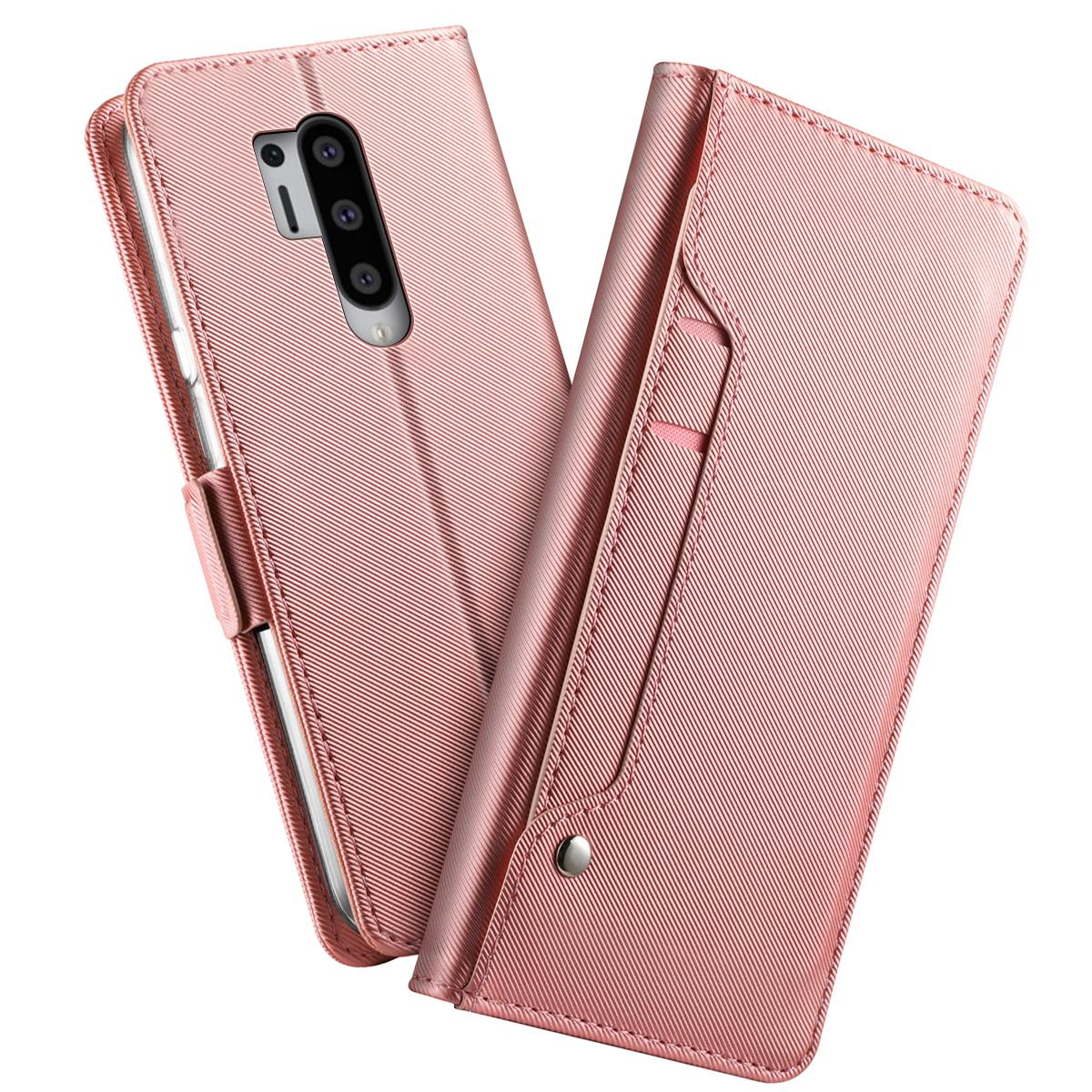 OnePlus 8 Pro Bookcover Hoesje met Spiegel Roze goud