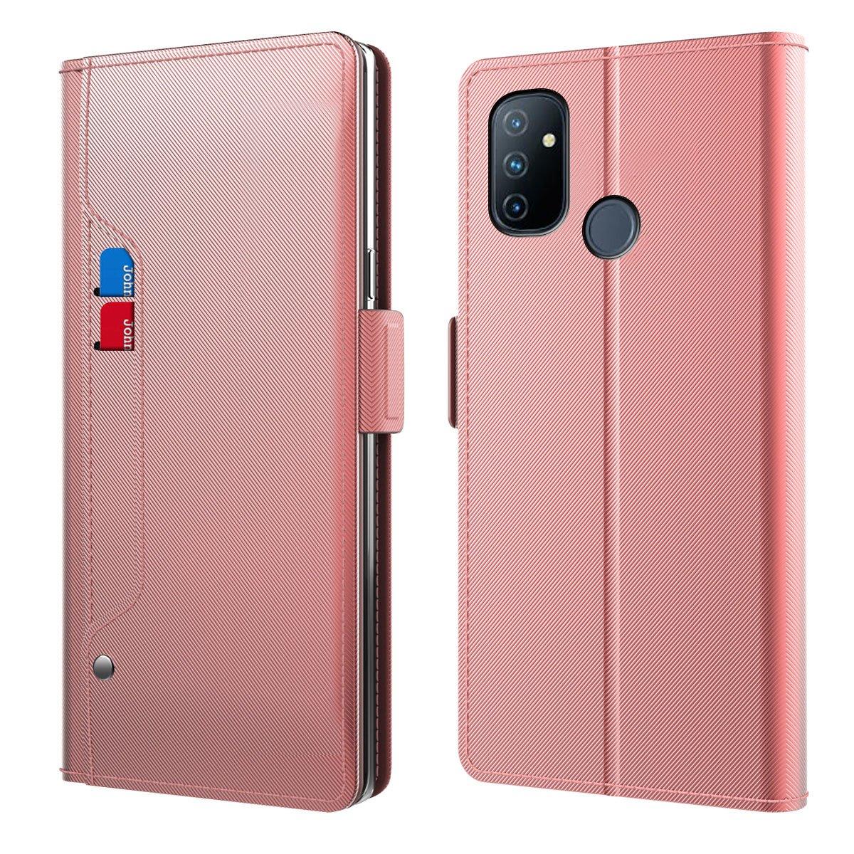 OnePlus Nord N100 Bookcover Hoesje met Spiegel Roze goud