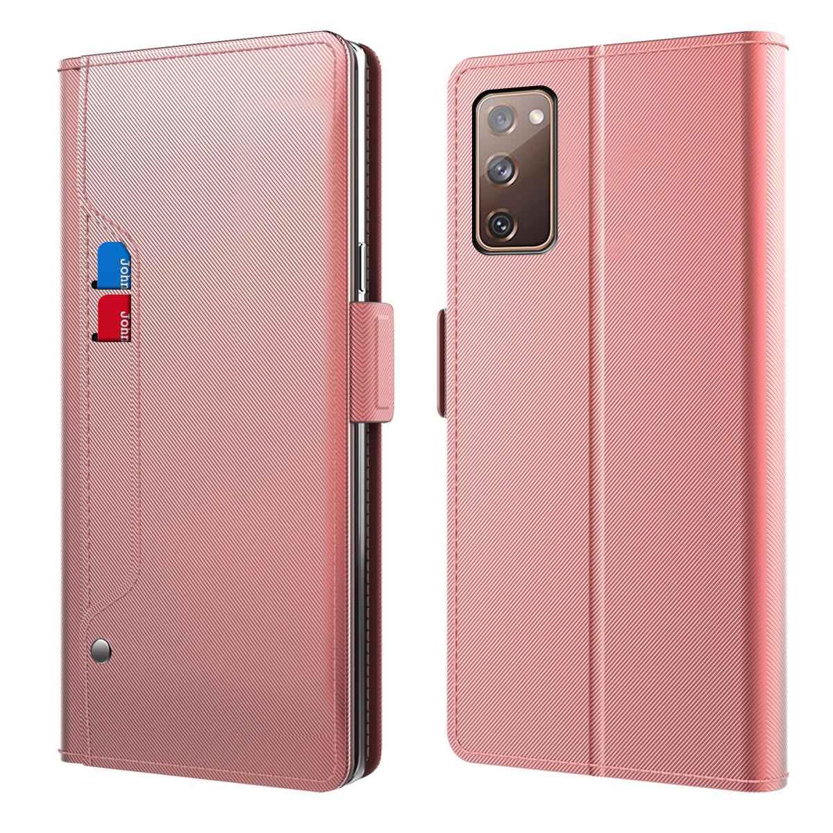 Samsung Galaxy S20 FE Bookcover Hoesje met Spiegel Roze goud