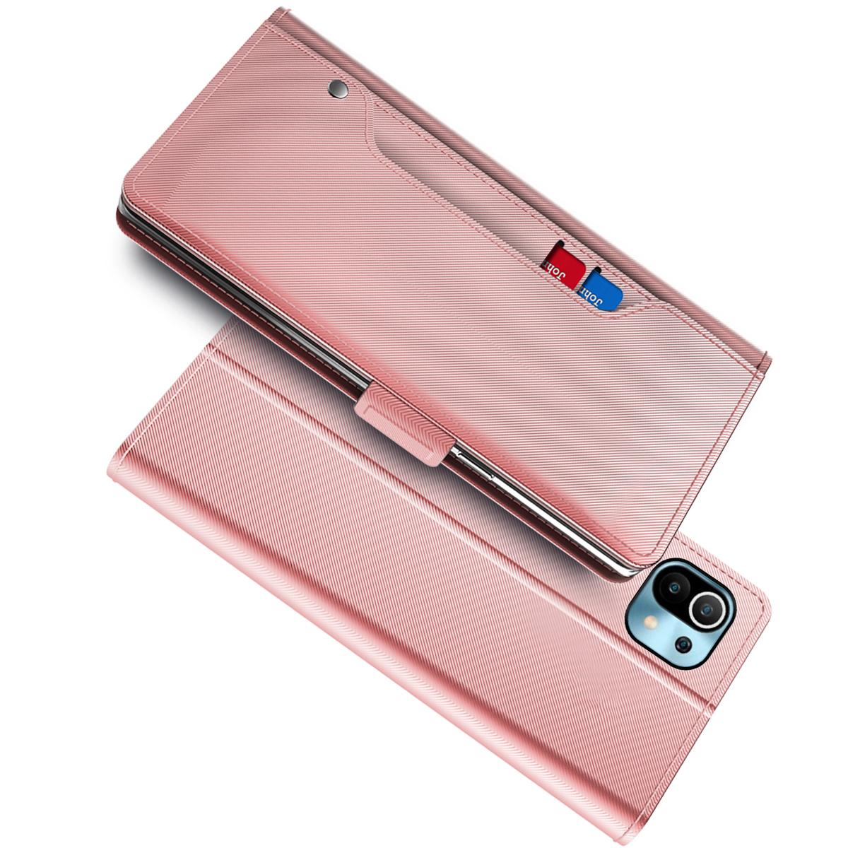 Xiaomi Mi 11 Bookcover Hoesje met Spiegel Roze goud