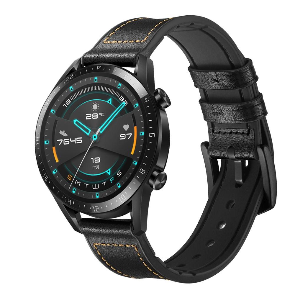 Huawei Watch GT 2 Pro/GT 2 46mm/GT 2e Premium Leren bandje Zwart