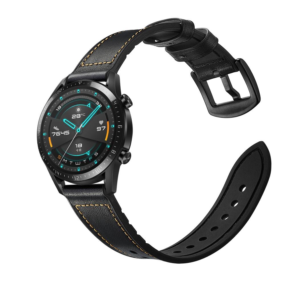Huawei Watch GT 2 Pro/GT 2 46mm/GT 2e Premium Leren bandje Zwart