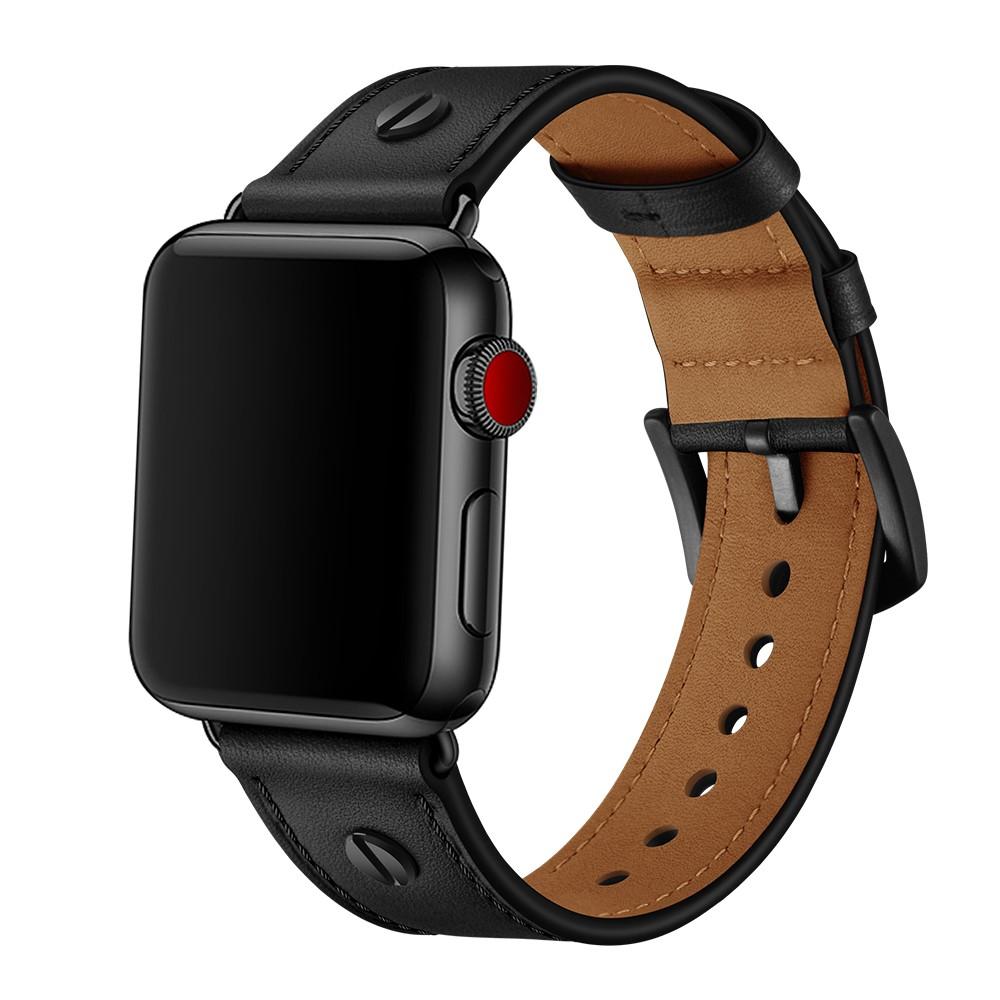 Apple Watch 45mm Series 9 Premium Stud bandje zwart