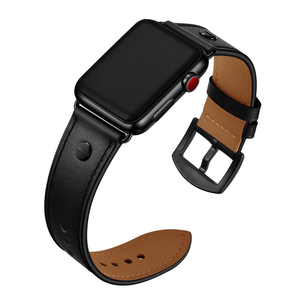 Apple Watch 44mm Premium Stud bandje zwart