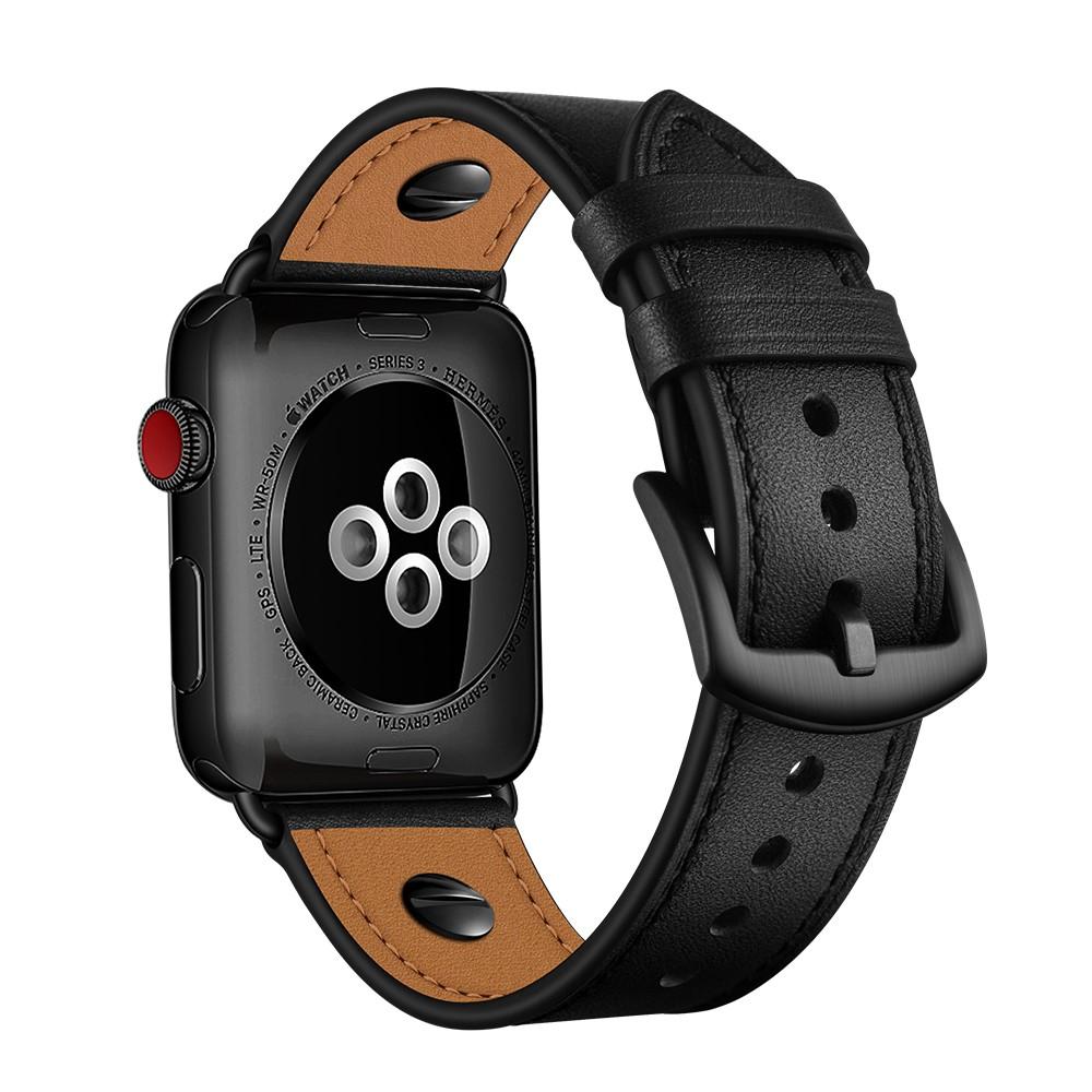 Apple Watch 45mm Series 7 Premium Stud bandje zwart