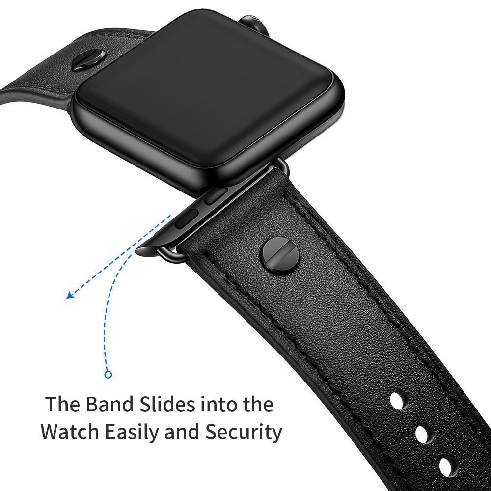 Apple Watch 45mm Series 7 Premium Stud bandje zwart