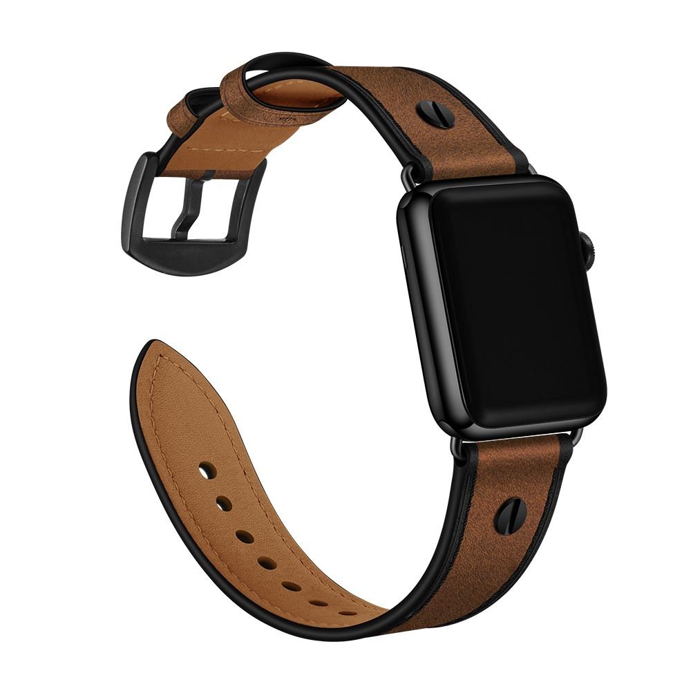 Apple Watch 42mm Premium Stud bandje bruin
