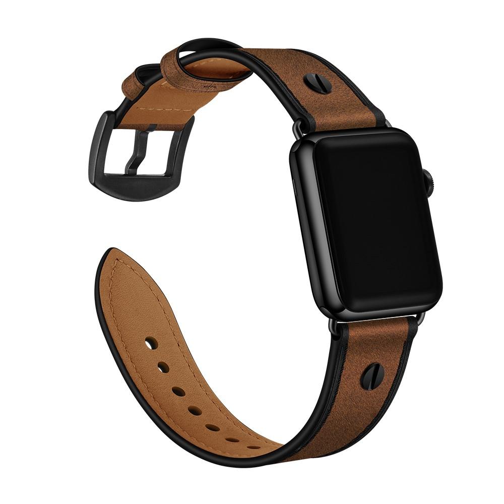 Apple Watch 44mm Premium Stud bandje bruin