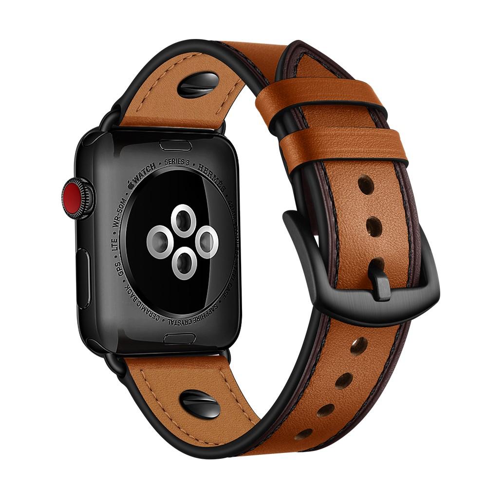 Apple Watch Ultra 49mm Premium Stud bandje cognac