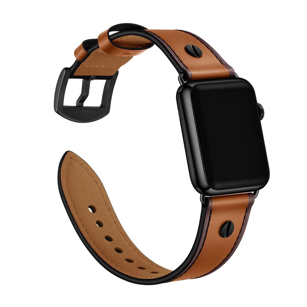 Apple Watch Ultra 49mm Premium Stud bandje cognac