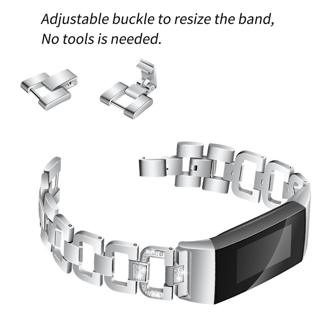Fitbit Charge 3/4 Rhinestone Bracelet Zilver