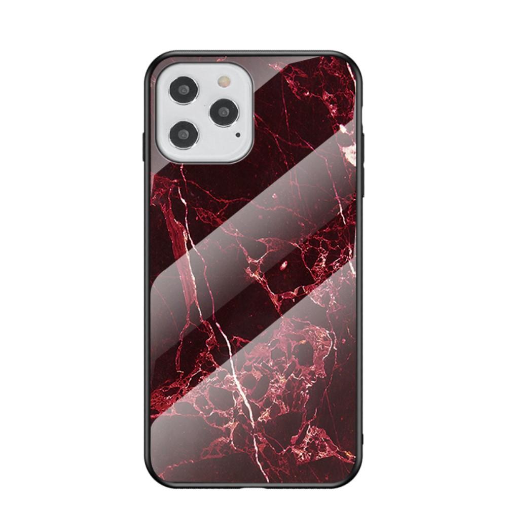 iPhone 12/12 Pro Hoesje Gehard Glas Rood marmer