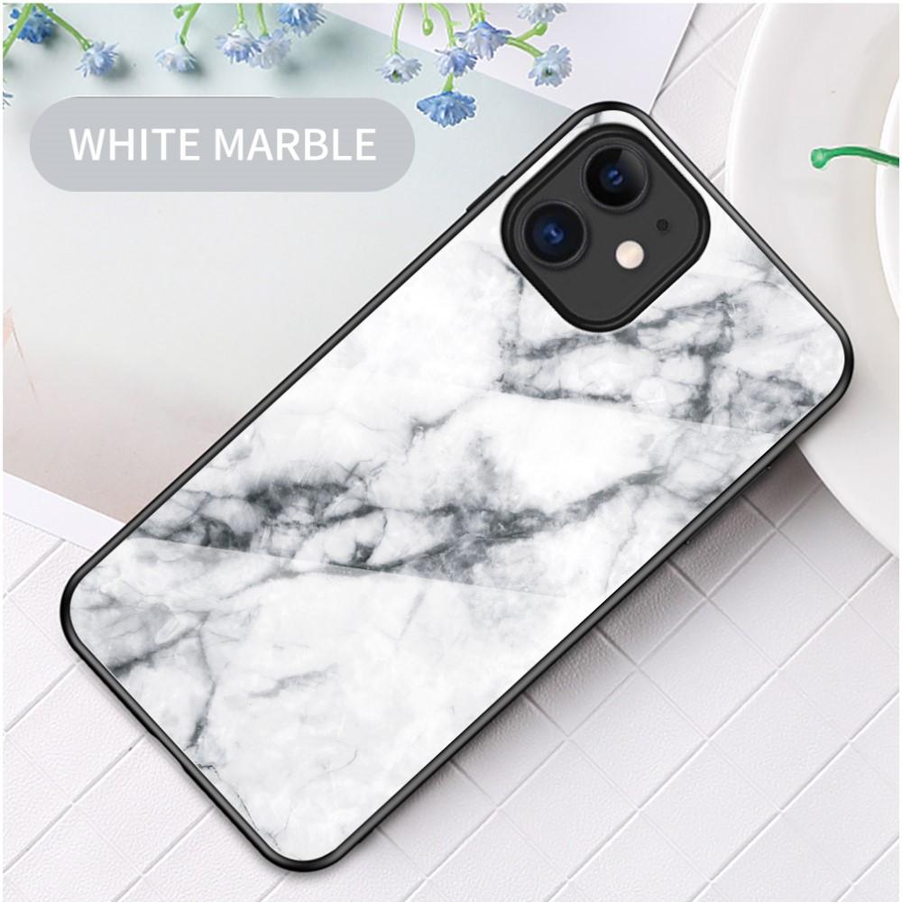 iPhone 12 Mini Hoesje Gehard Glas wit marmer