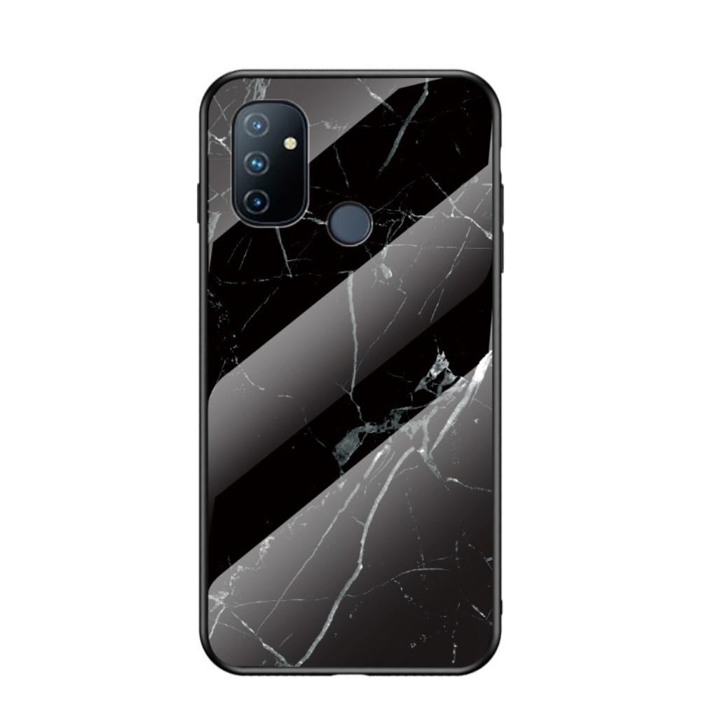 OnePlus Nord N100 Hoesje Gehard Glas Zwart marmer