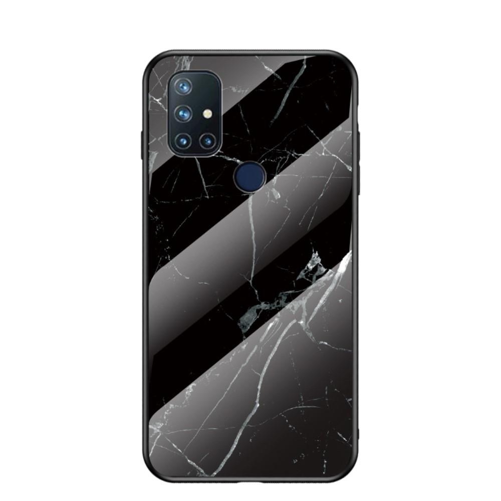 OnePlus Nord N10 5G Hoesje Gehard Glas Zwart marmer