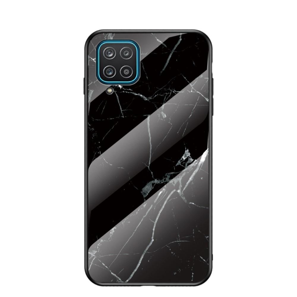 Samsung Galaxy A12 5G Hoesje Gehard Glas Zwart marmer