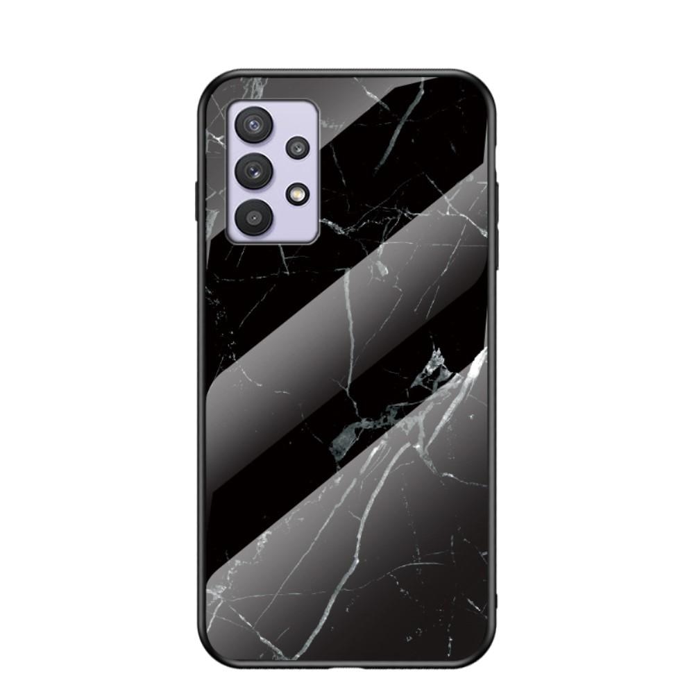 Samsung Galaxy A32 5G Hoesje Gehard Glas Zwart marmer