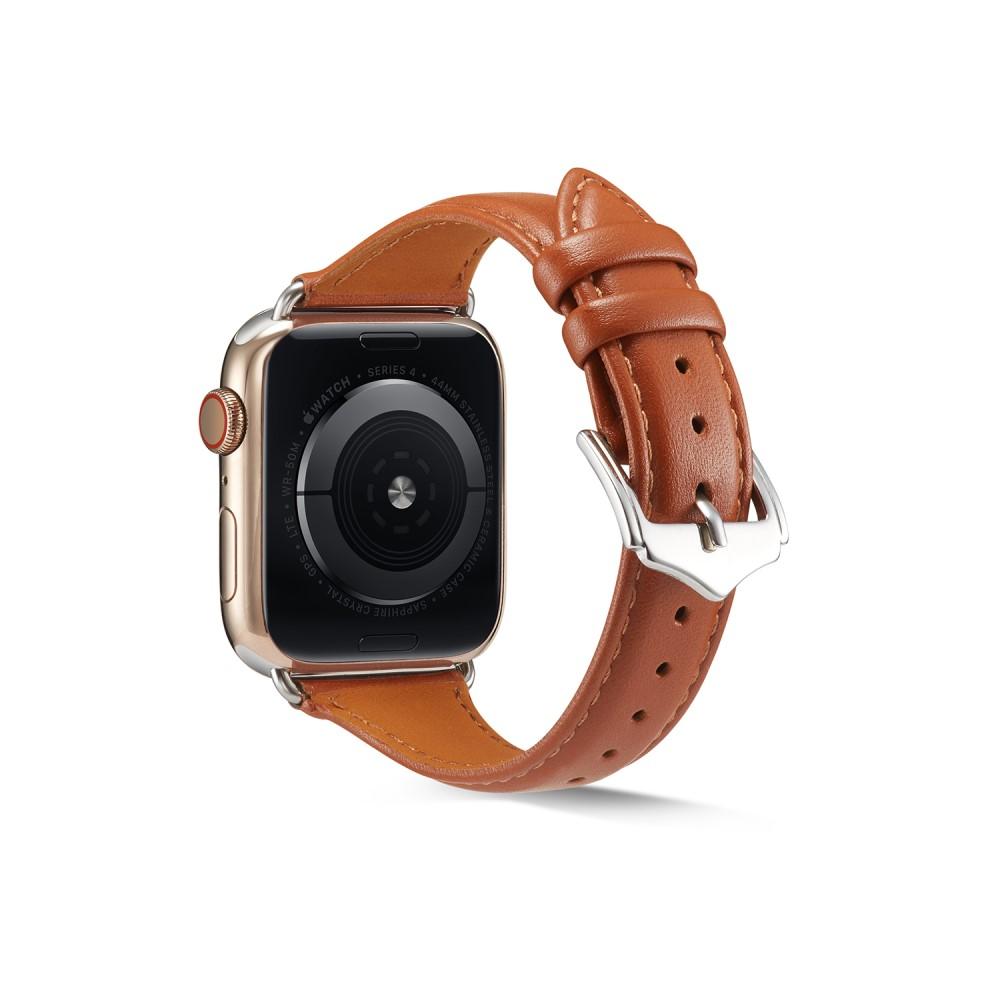 Apple Watch 41mm Series 8 Slim Leren bandje bruin