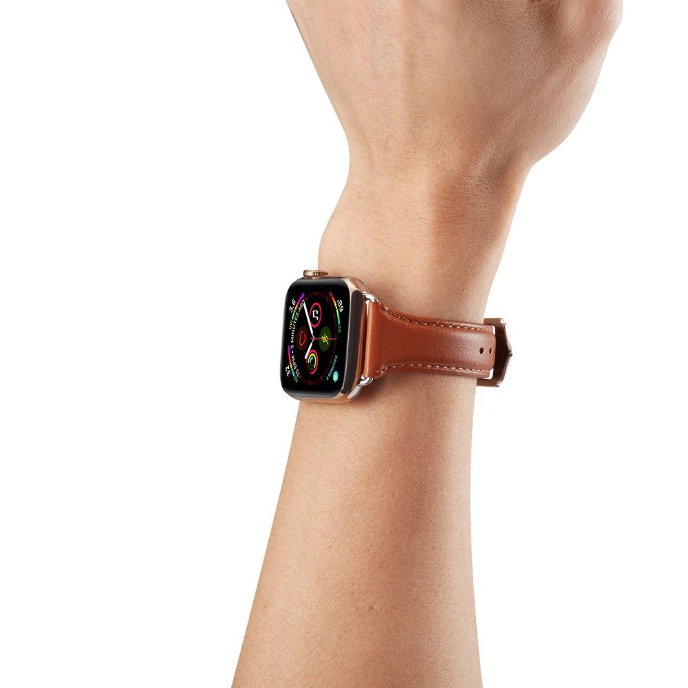 Apple Watch SE 40mm Slim Leren bandje cognac