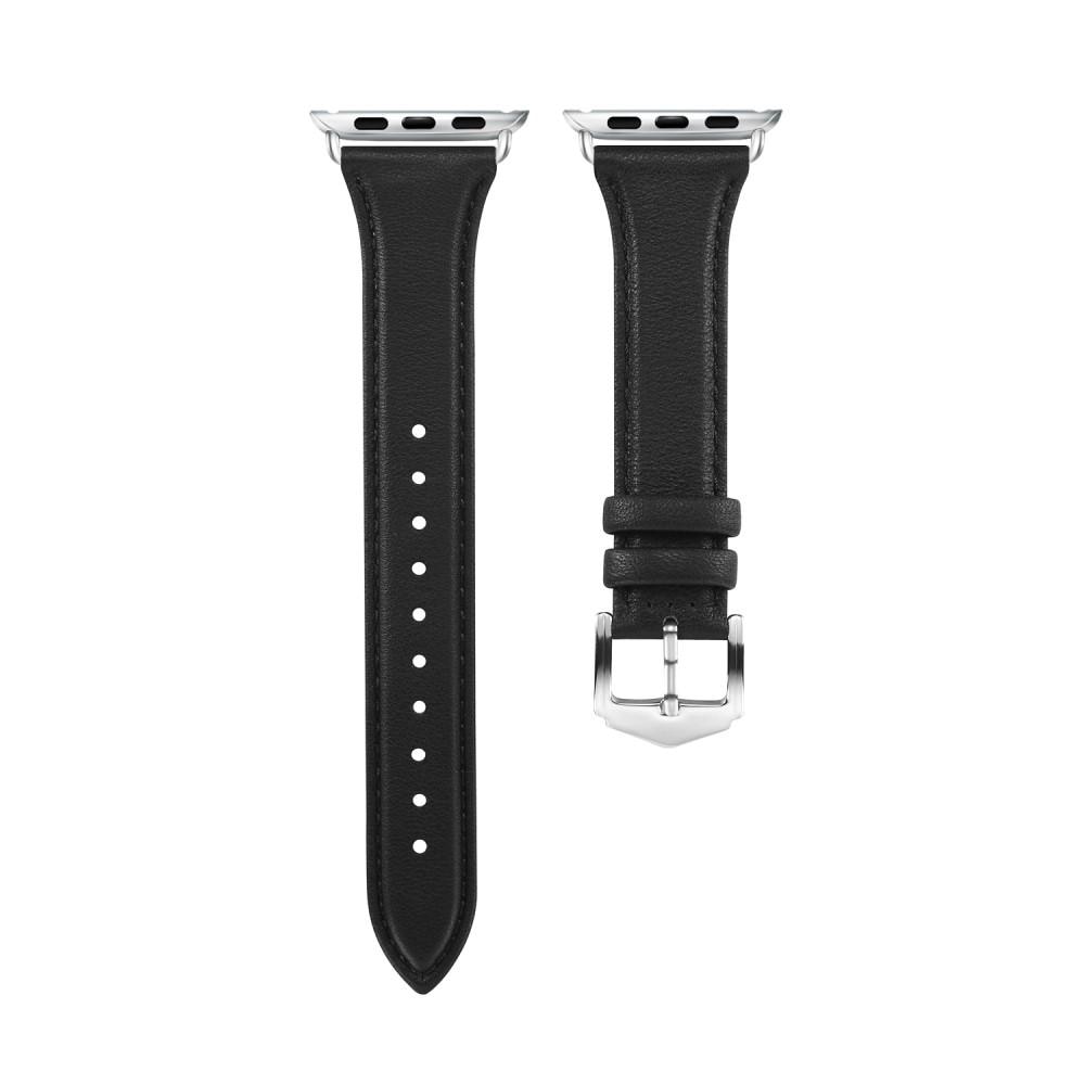 Apple Watch 41mm Series 8 Slim Leren bandje zwart