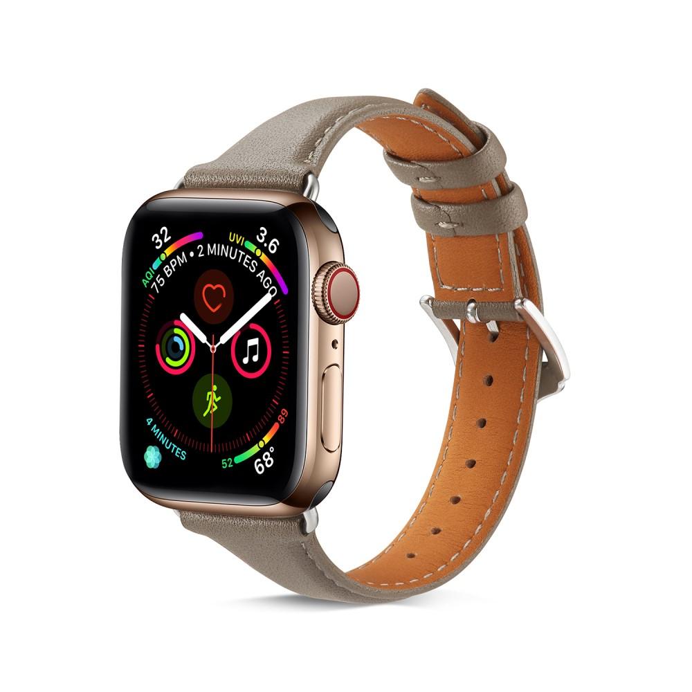 Apple Watch Series 8 45mm Slim Leren bandje Grijs