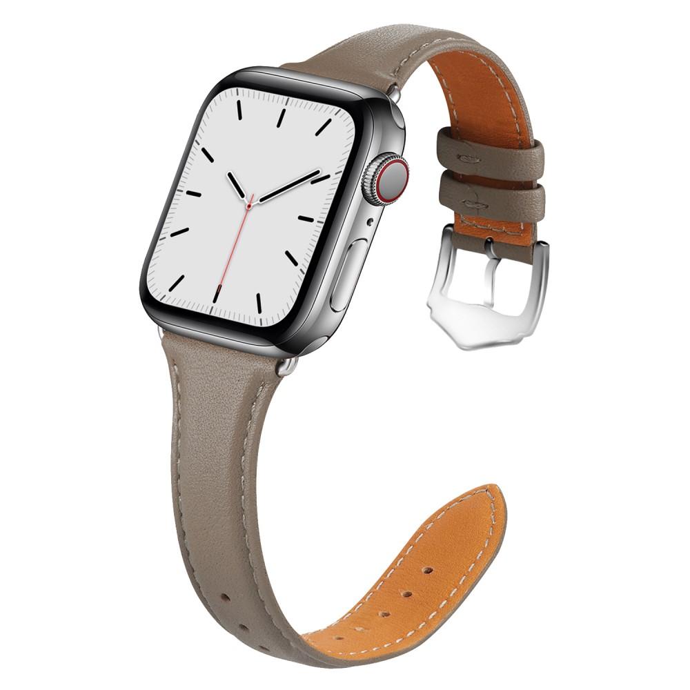 Apple Watch Series 8 45mm Slim Leren bandje Grijs