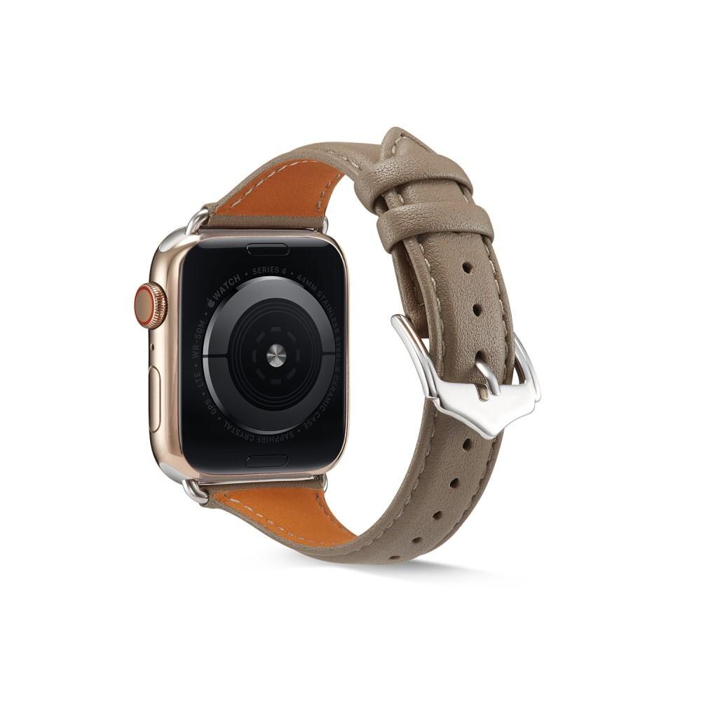 Apple Watch 45mm Series 8 Slim Leren bandje Grijs