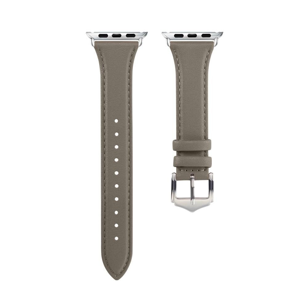 Apple Watch Series 8 45mm Slim Leren bandje Grijs