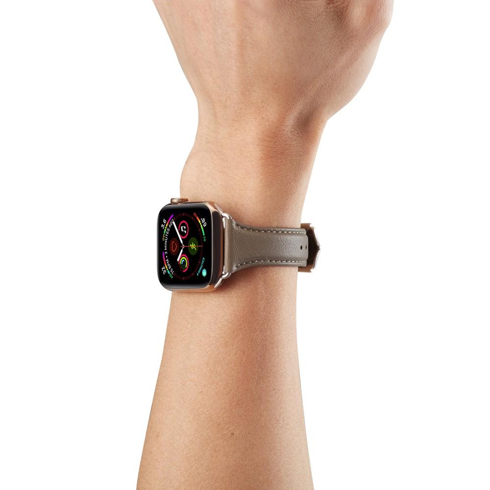Apple Watch Series 8 45mm Slim Leren bandje Grijs
