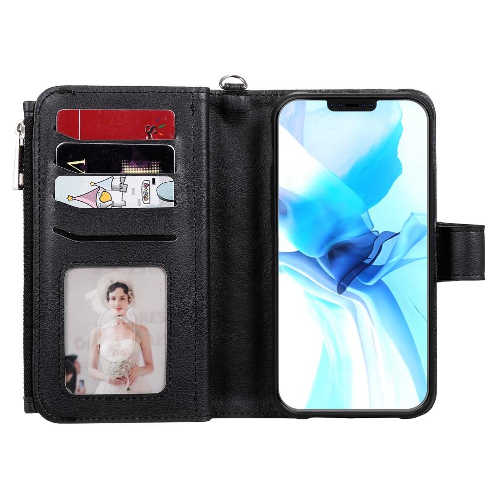 iPhone 12/12 Pro Zipper Magnet Wallet Zwart