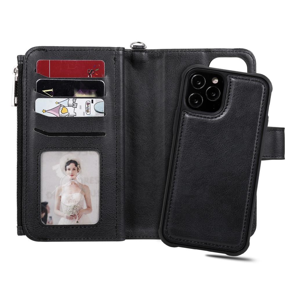 iPhone 12/12 Pro Zipper Magnet Wallet Zwart