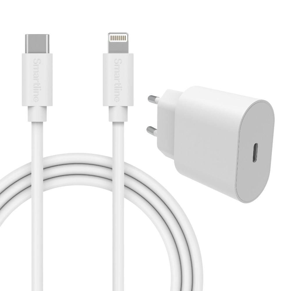 Complete oplader voor iPhone - 2m kabel & adapter- Lightning - Smartline