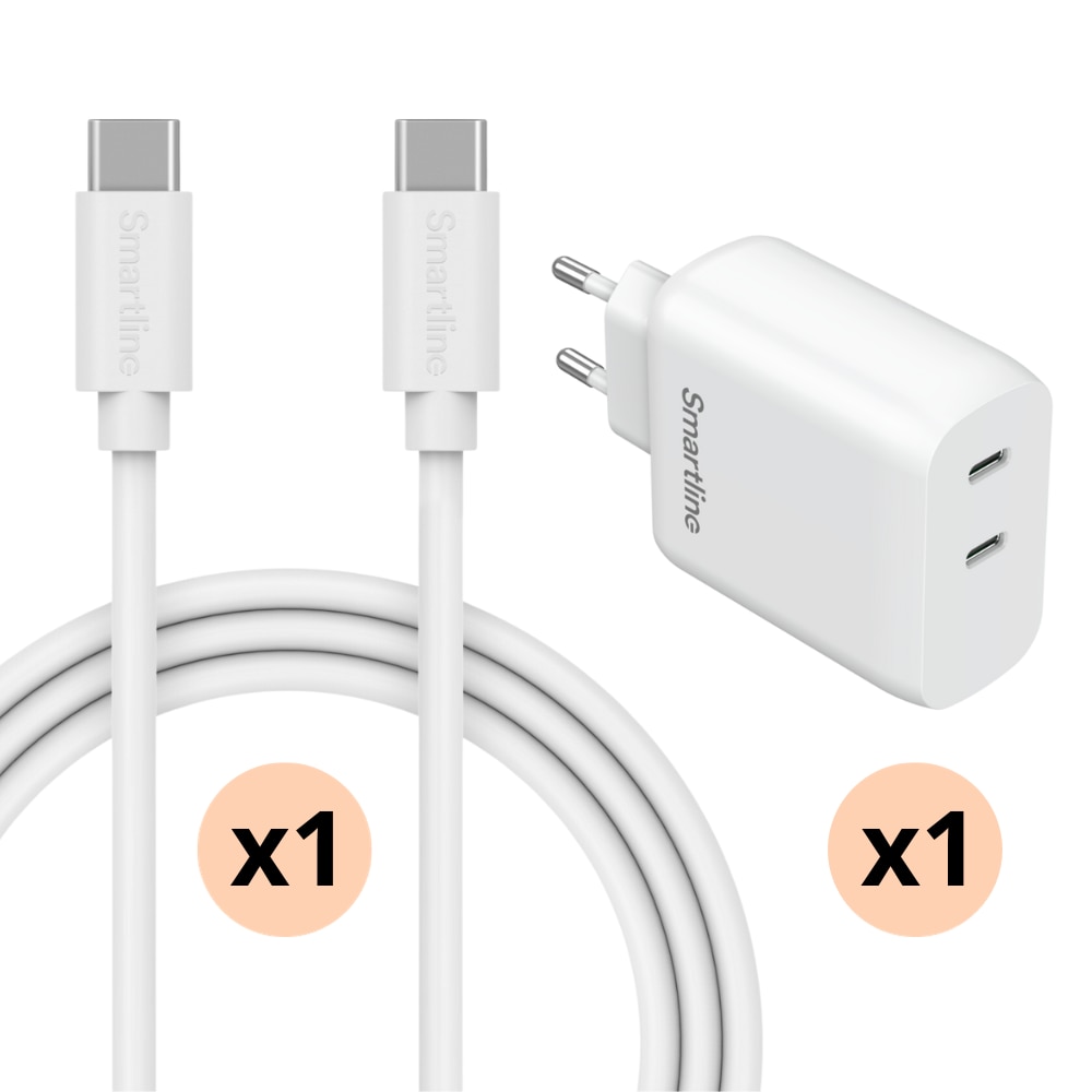 Premium oplader voor Nothing Phone 2a -  2 meter kabel & Dual adapter USB-C 35W - Smartline