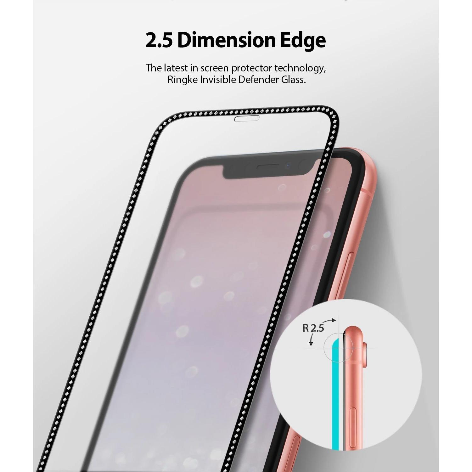 Invisible Defender Glass Jewel Edition iPhone 11/XR Zwart