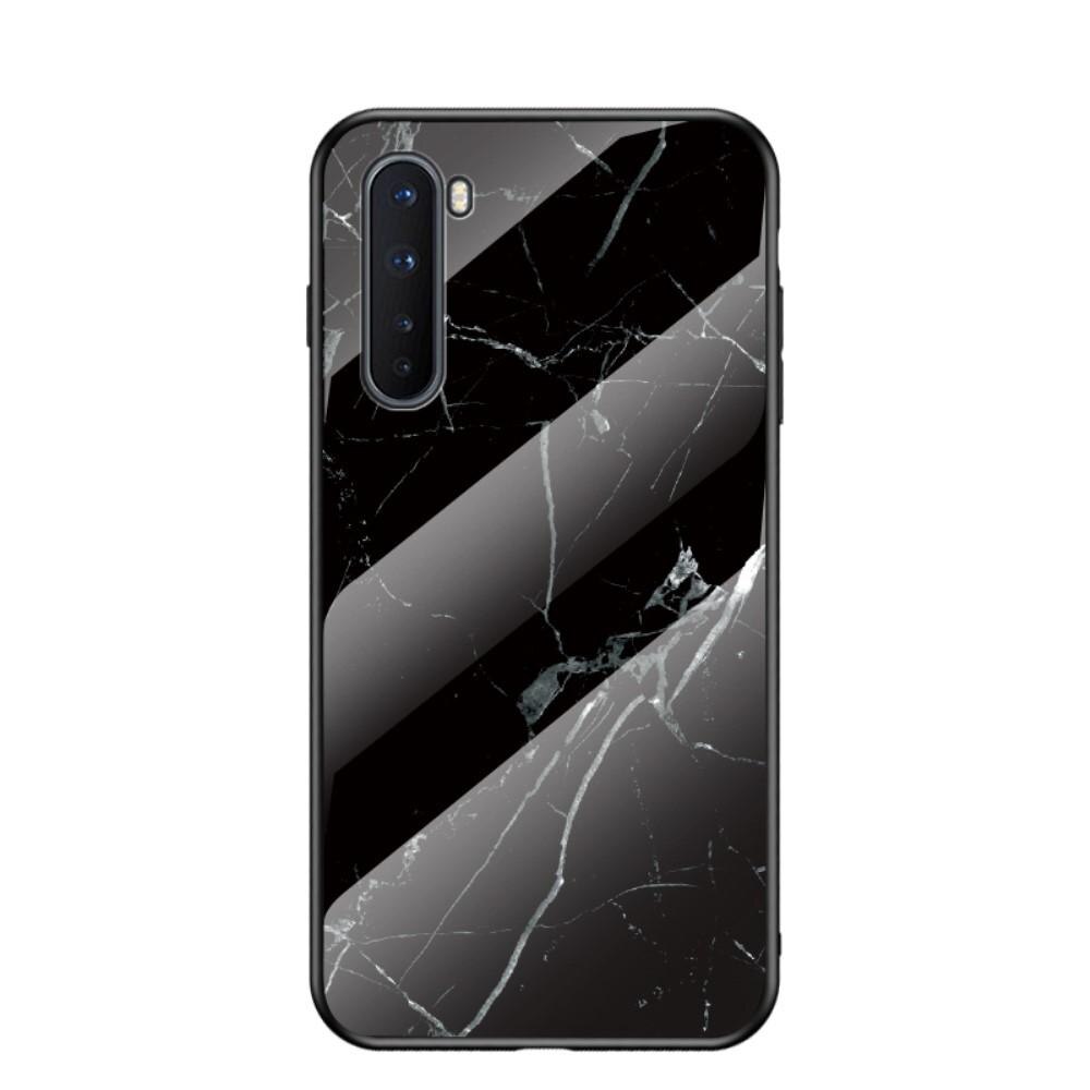 OnePlus Nord Hoesje Gehard Glas Zwart marmer