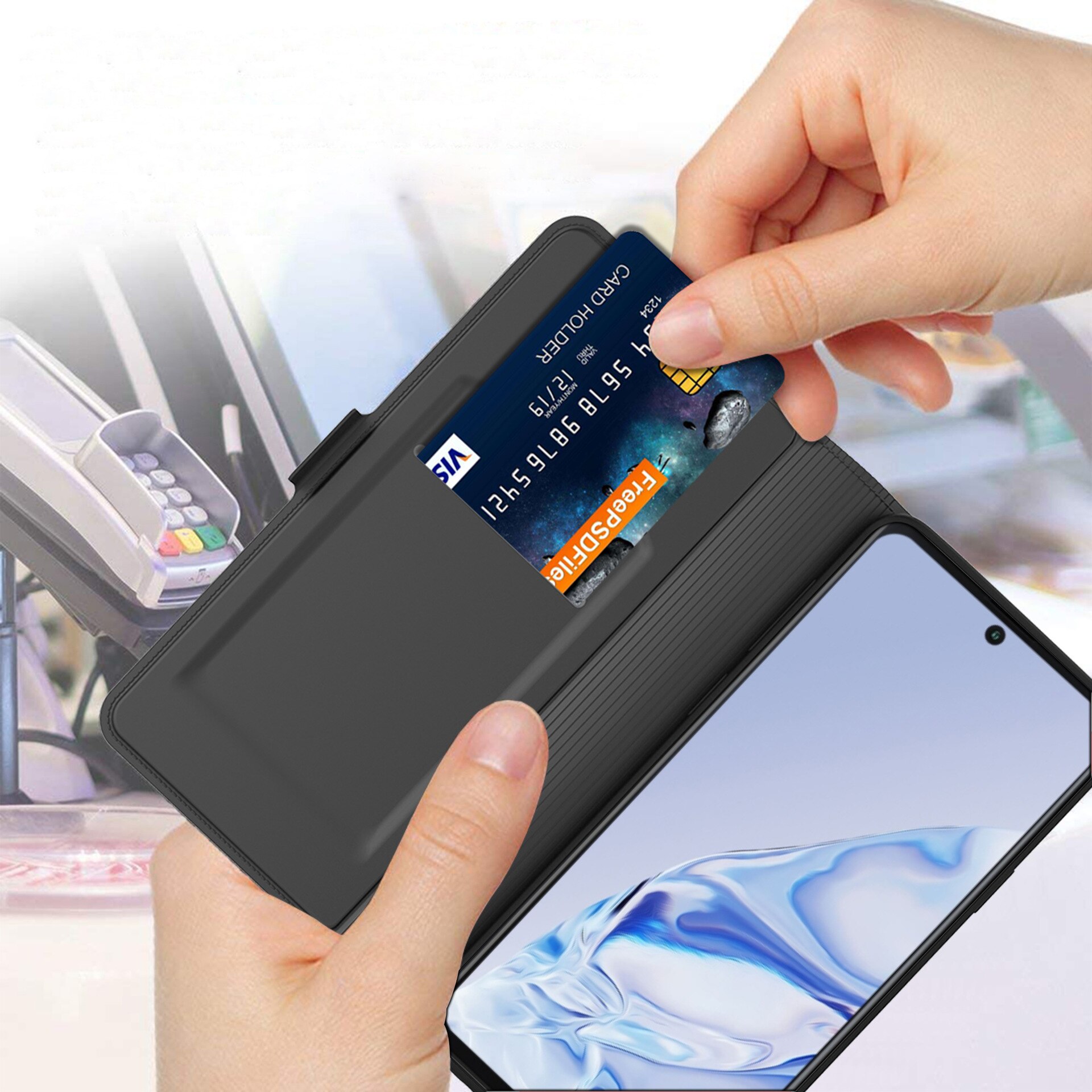 Slim Card Wallet Huawei P30 zwart