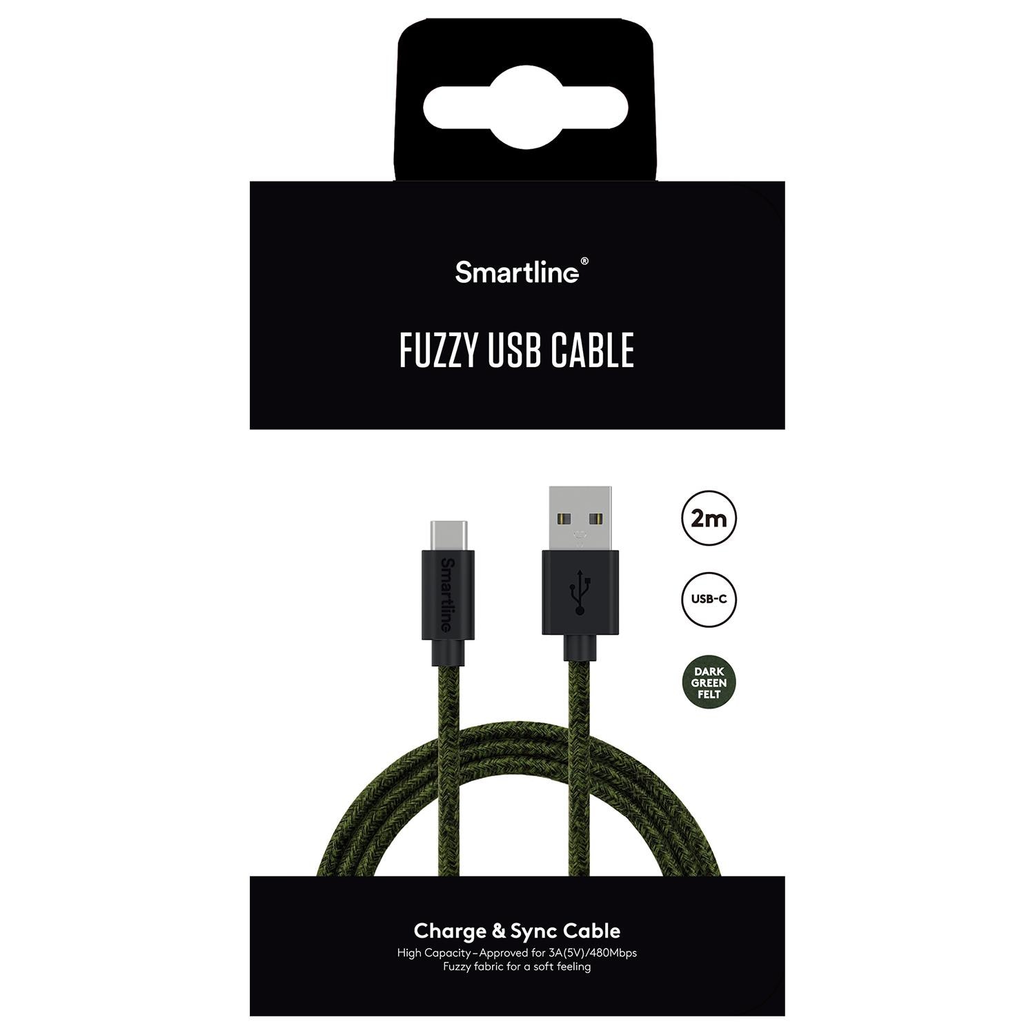 Fuzzy USB-kabel USB-C 2m Paars