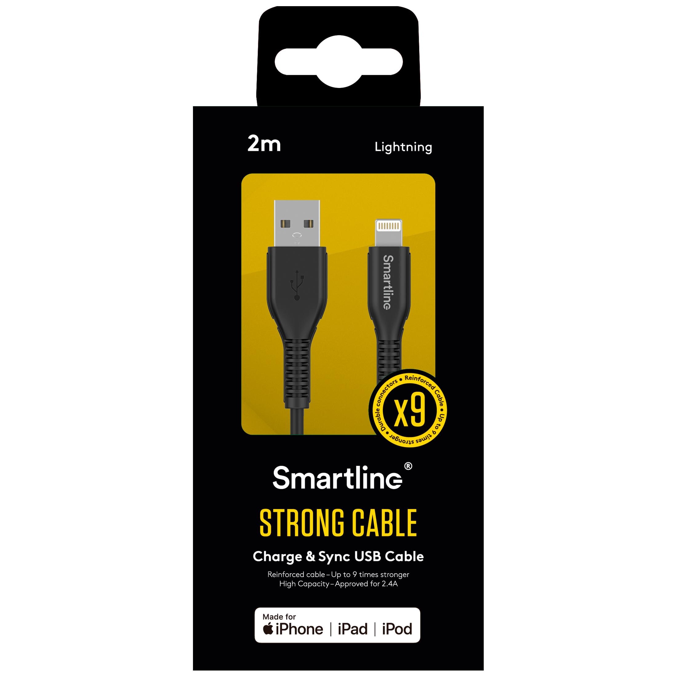 Strong USB-kabel Lightning 2m Zwart