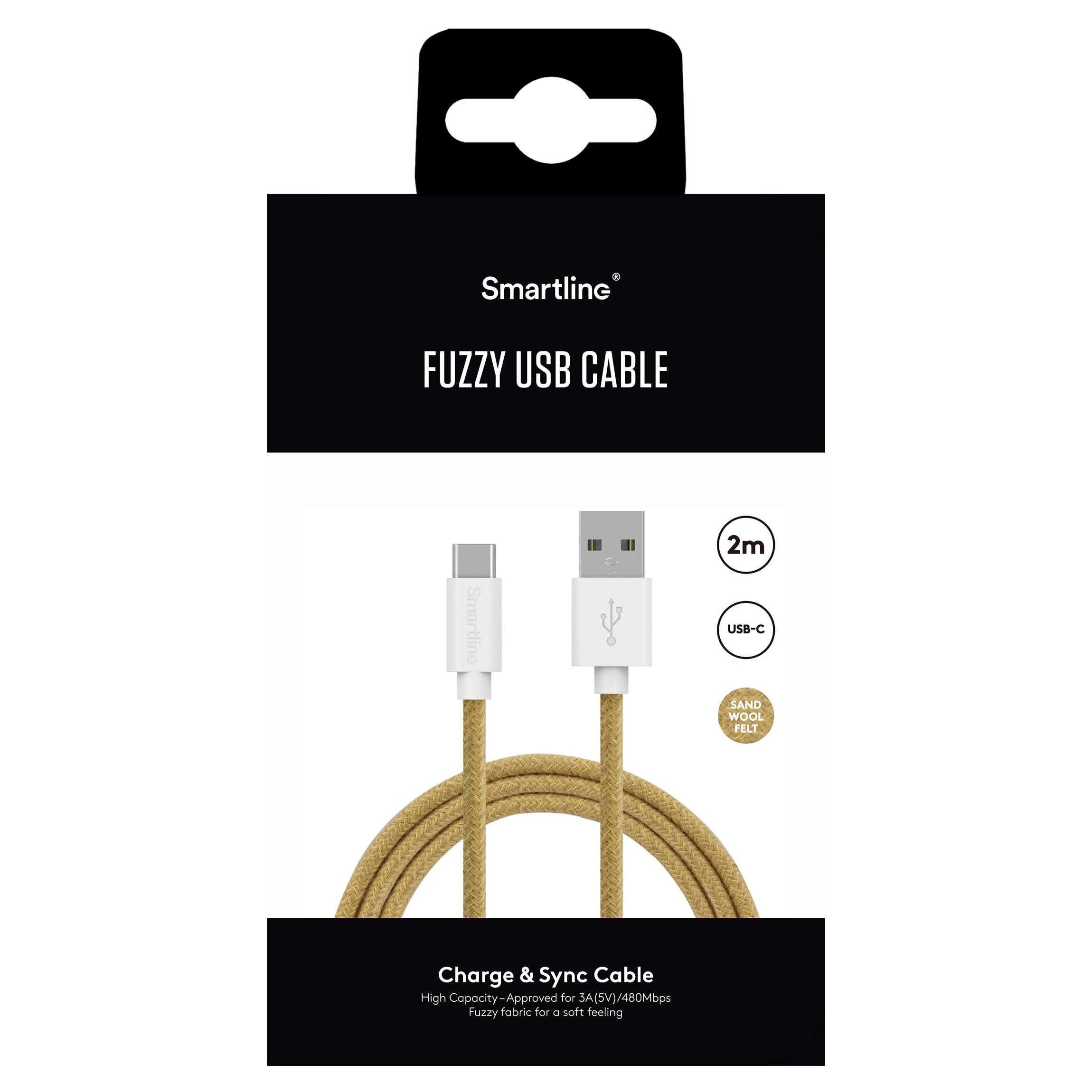 Fuzzy USB-kabel USB-C 2m Beige