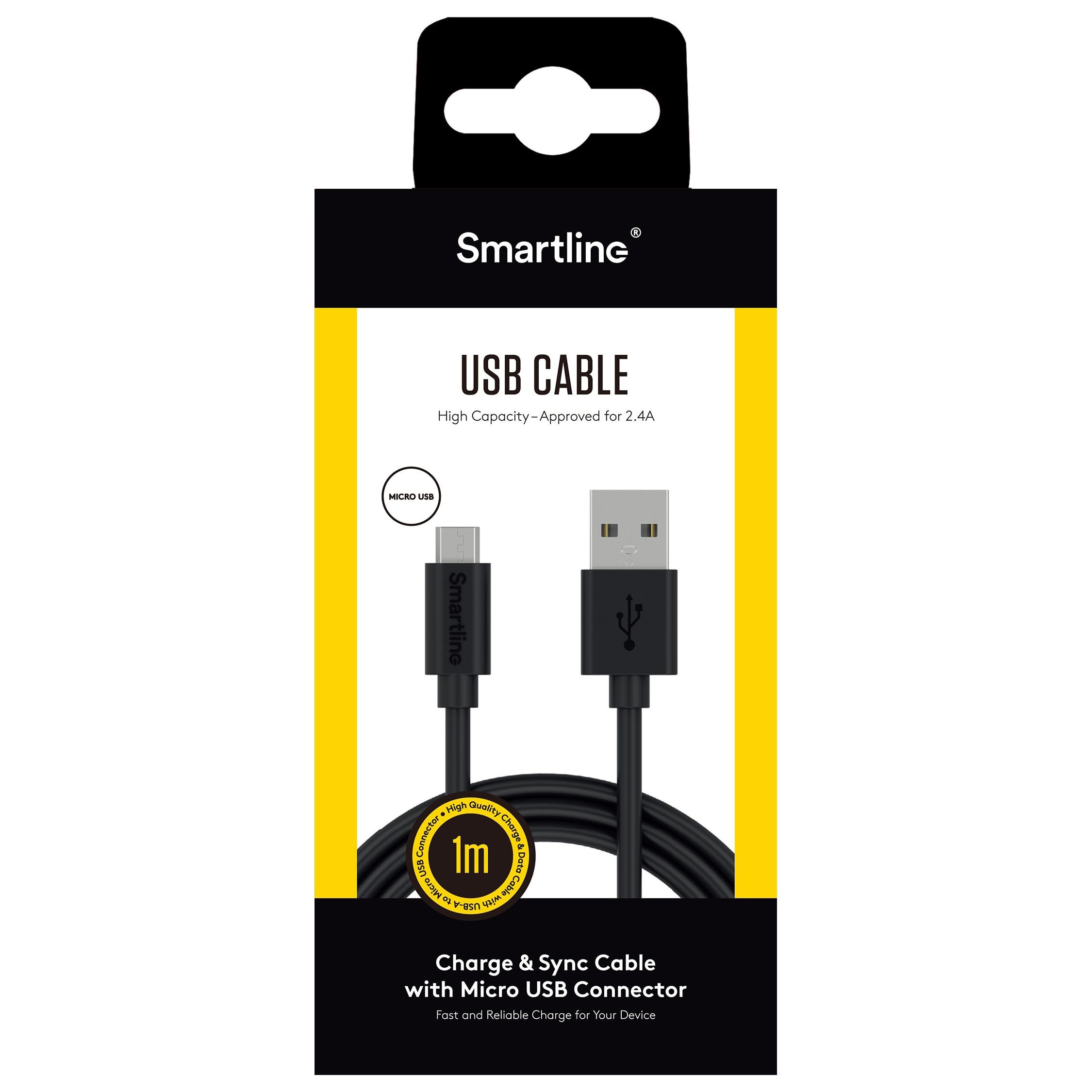 USB-kabel MicroUSB 1m Zwart
